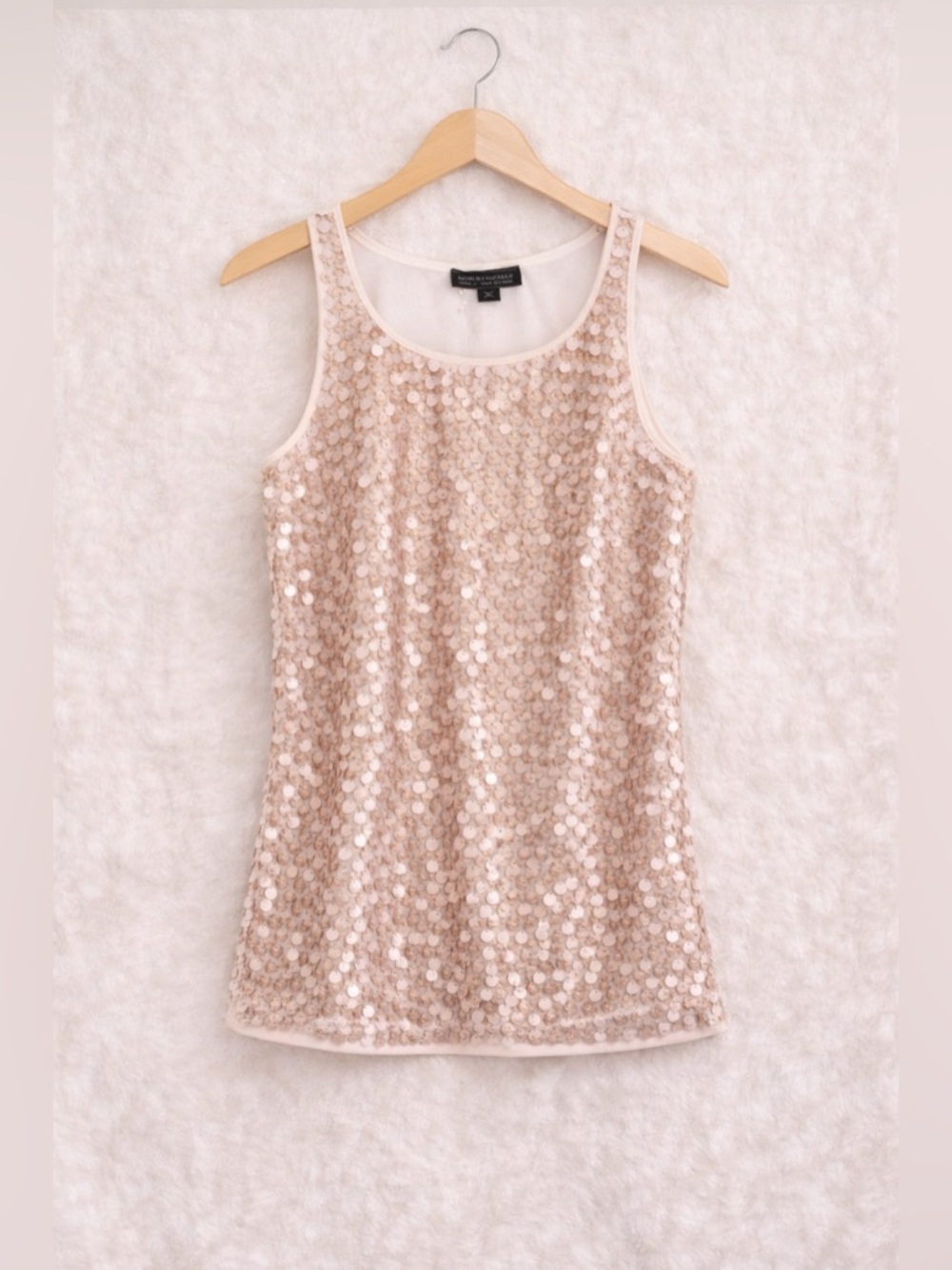 White House Black Market Sequin Tank Top Rose Gold XS Sleeveless Party